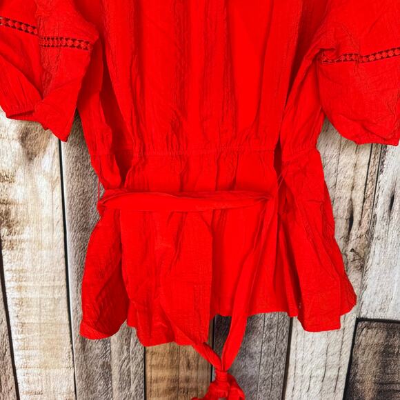 Lane Bryant Top Faux Wrap Red Belt Plus Size 20 NWT Summer Spring Short Sleeve - Picture 6 of 9
